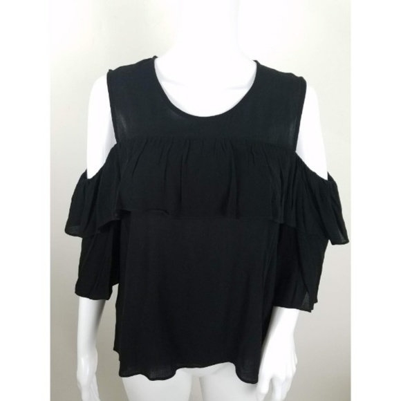 BCBGMAXAZRIA Cold Shoulder Flutter Blouse - Picture 2 of 8